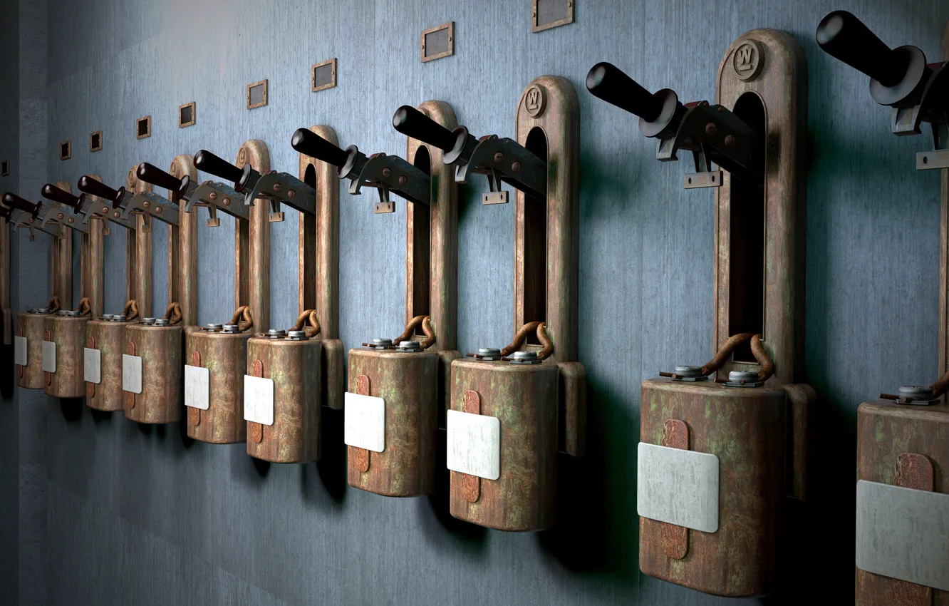 Photo wallpaper retro, switch, contacts, terminals, electrician