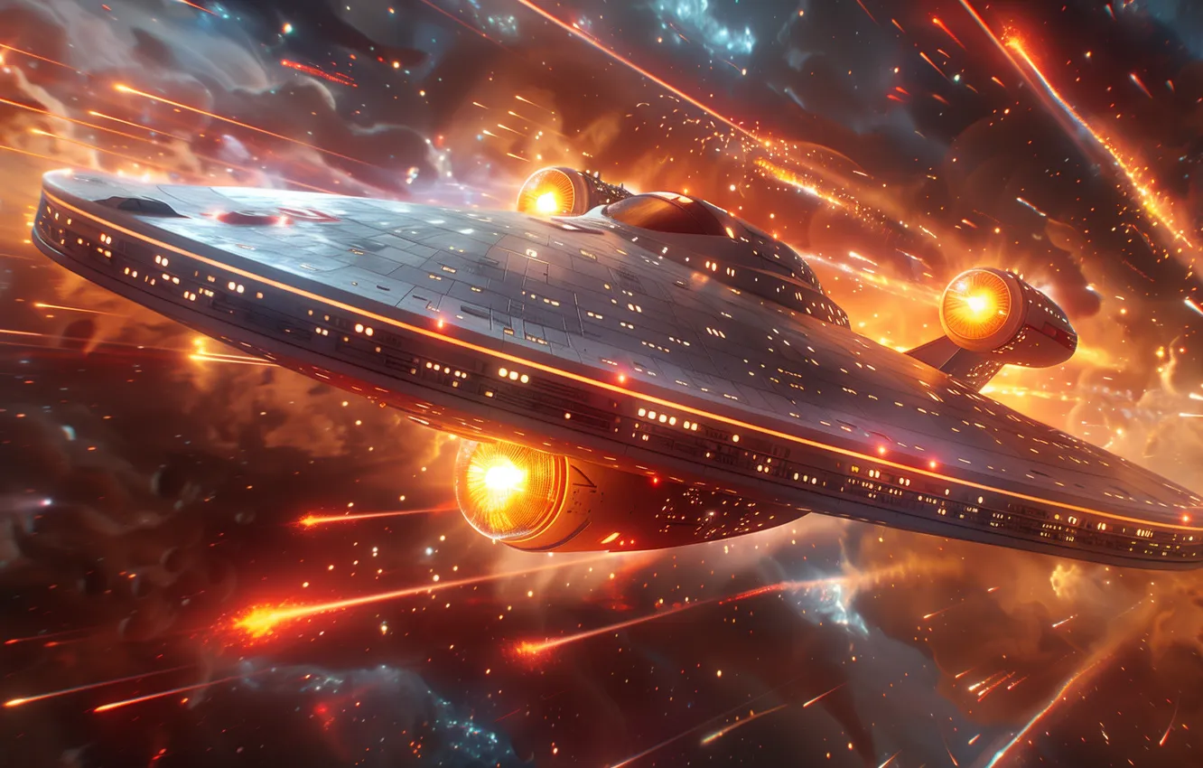 Photo wallpaper nature, fog, future, fiction, UFO, haze, spaceship, the futuristic