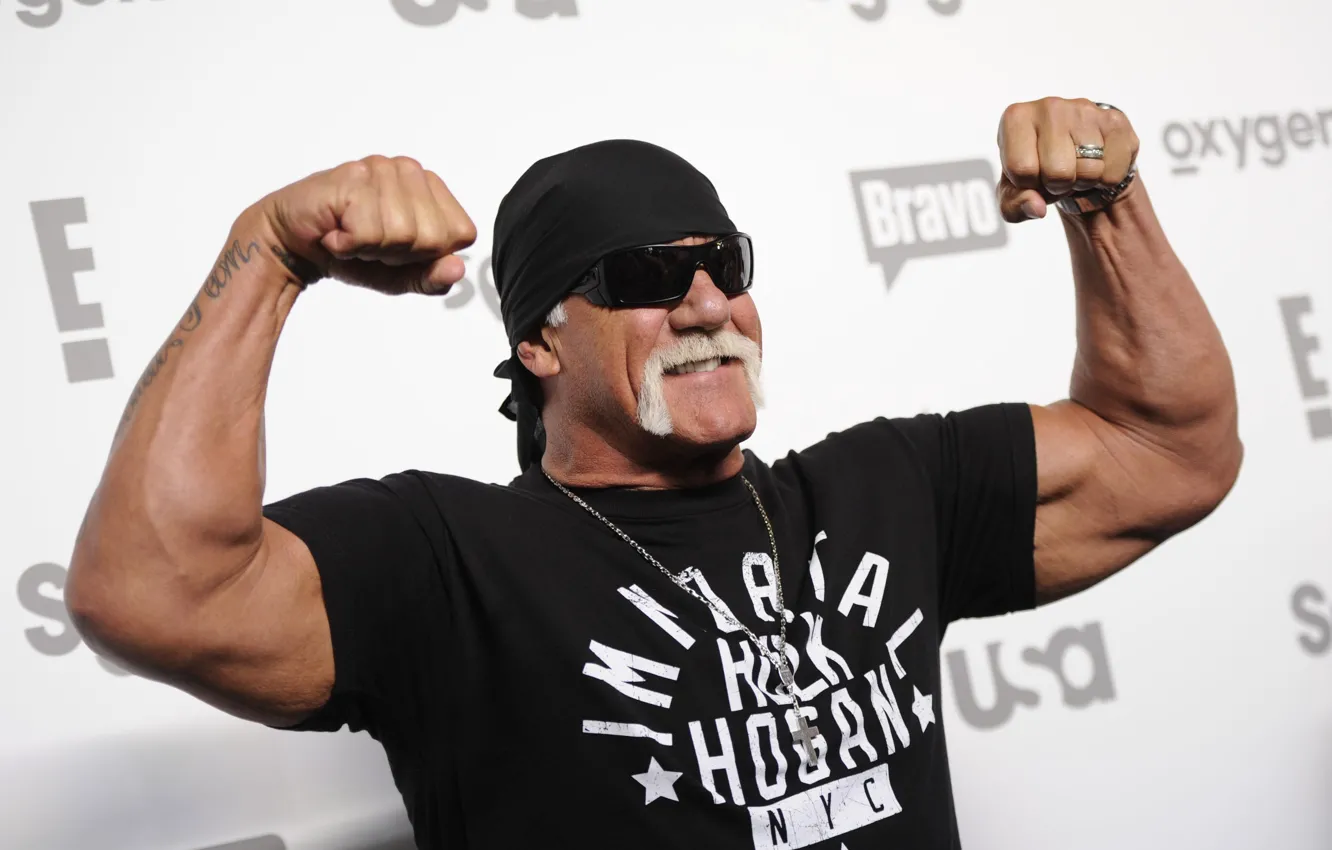 Photo wallpaper mustache, pose, tattoo, glasses, Hulk Hogan, actor, actor, photoshoot