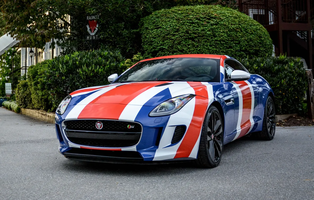 Photo wallpaper Jaguar, coupe, Union Jack, type