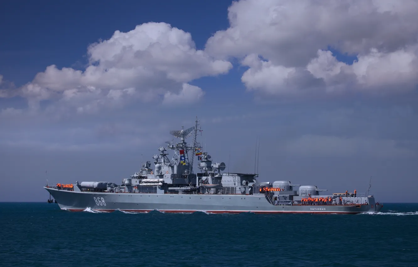 Photo wallpaper sea, black, ship, guard, inquisitive