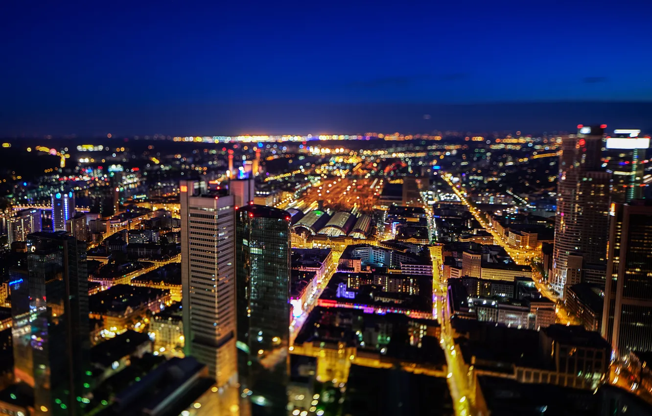 Photo wallpaper night, the city, lights, building, home, skyscrapers, Germany, panorama