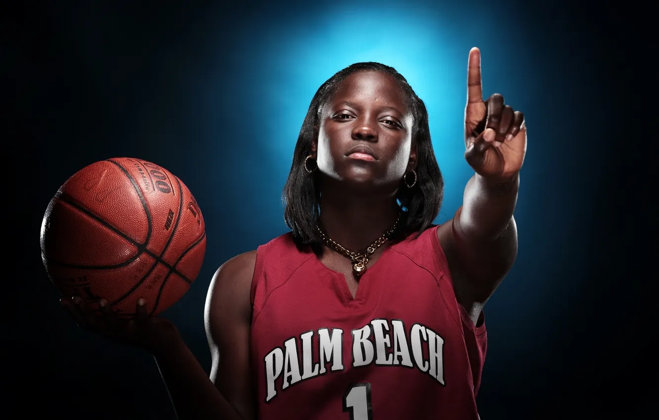 Photo wallpaper girl, background, the ball, basketball, black woman, black, African-American, basketball player