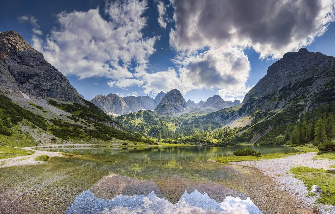 Photo wallpaper water, mountains, nature, lake, reflection