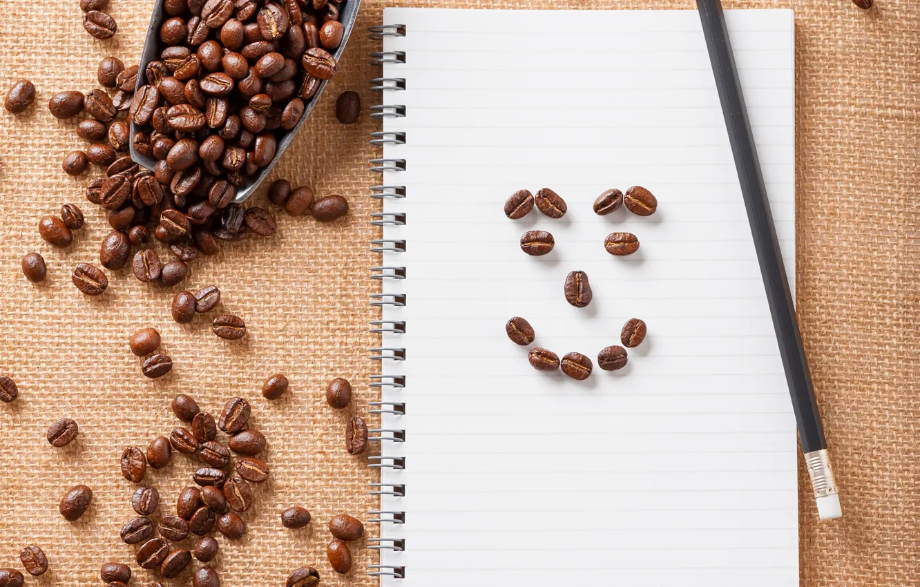 Photo wallpaper smile, coffee, grain, smile, beans, coffee