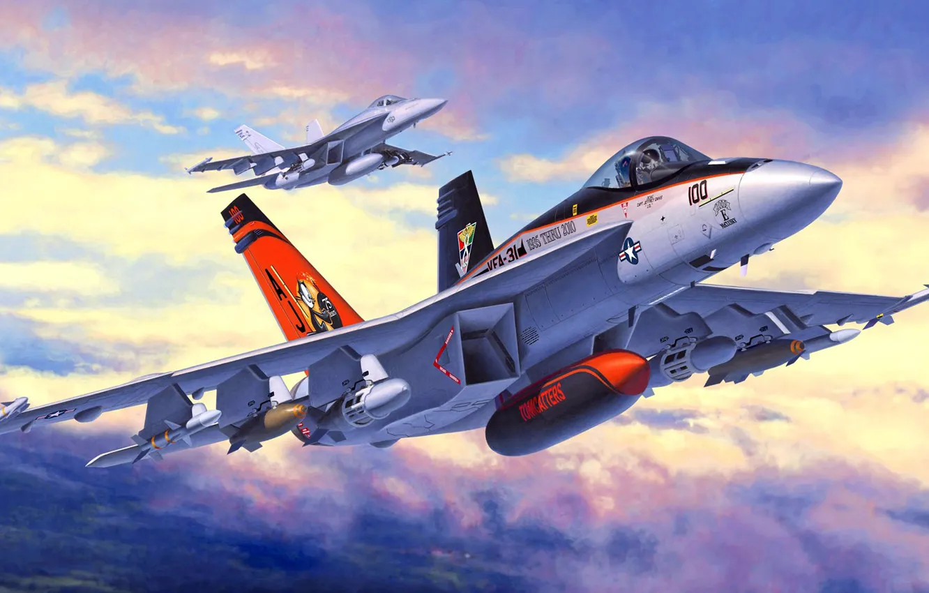 Photo wallpaper Boeing, Super Hornet, McDonnell Douglas, F/A-18E, American carrier-based fighter-bomber