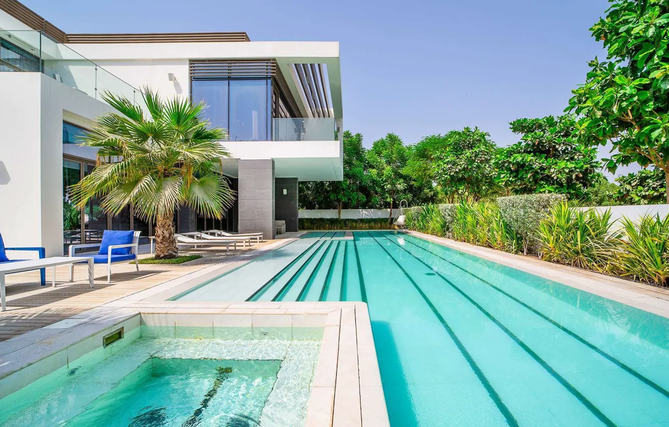 Wallpaper Villa, pool, architecture, terrace, UAE, Luxury Villa in ...