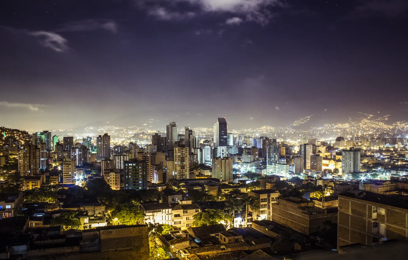Photo wallpaper night, night, Colombia, Medellin, noche, Medellin, Medellin, Republic of Colombia