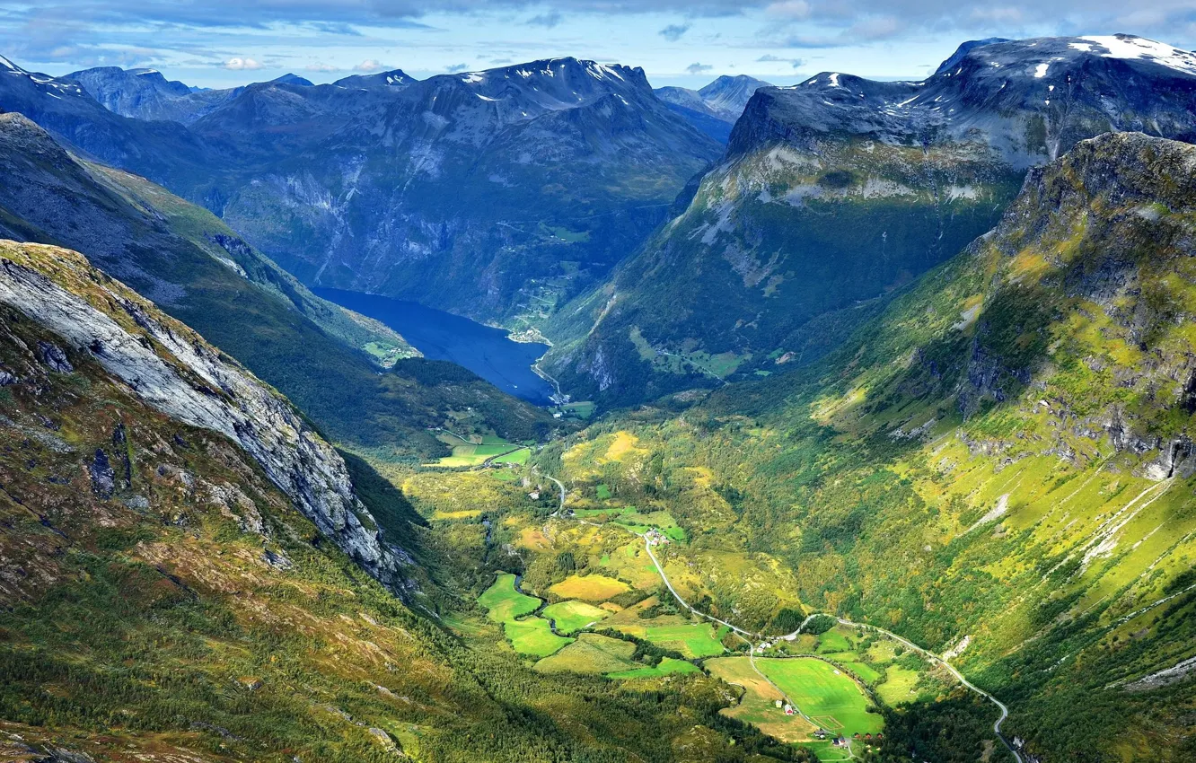 Photo wallpaper landscape, mountains, panorama