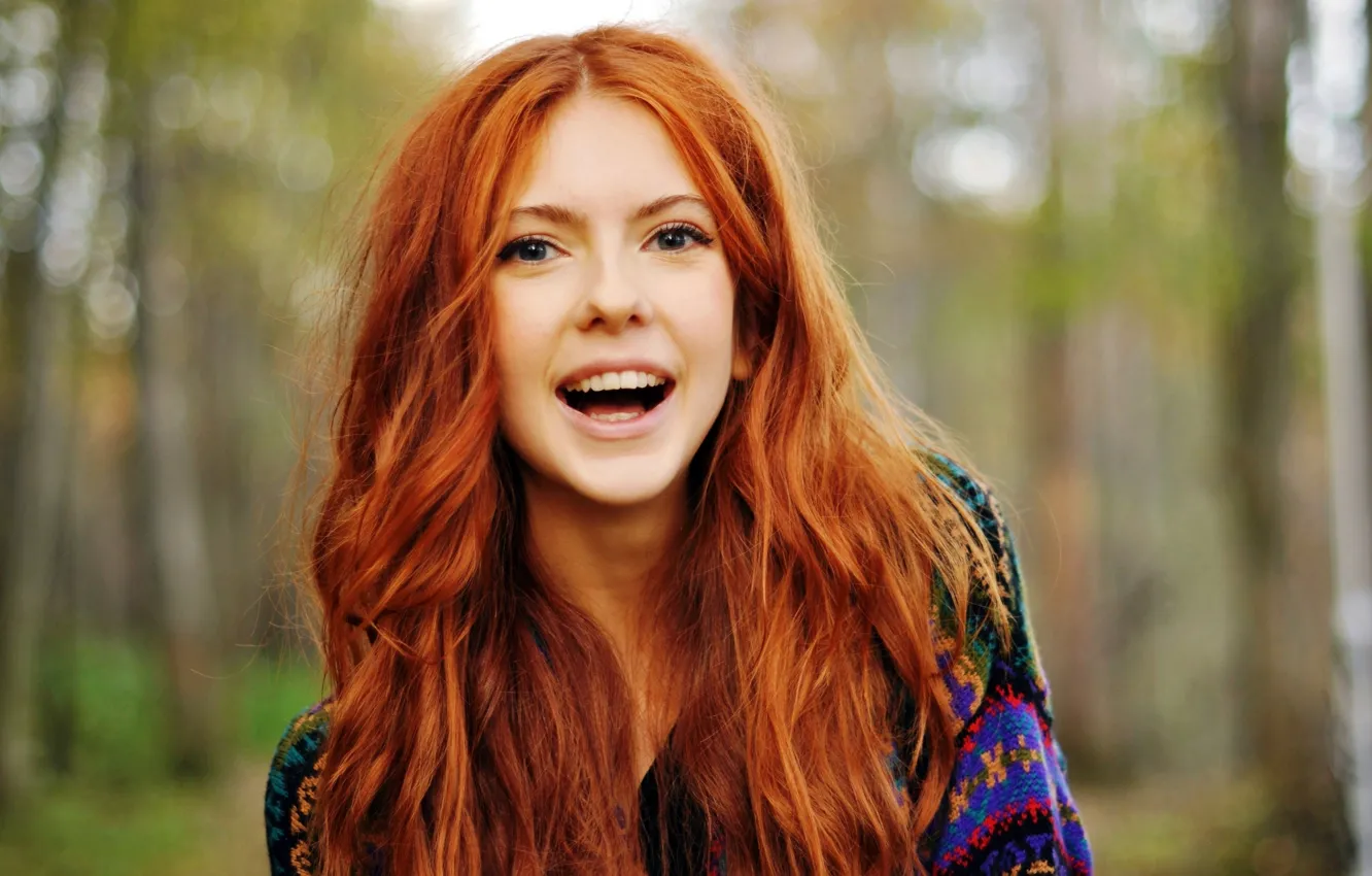 Photo wallpaper smile, spring, red, beautiful, 2014