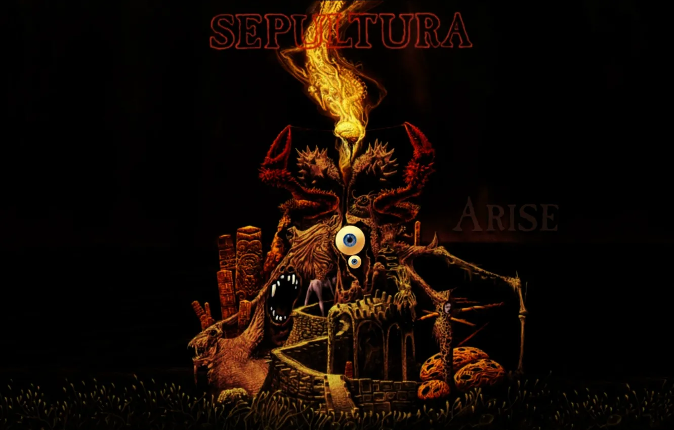Photo wallpaper metal, horror, monster, eye, thrash metal, darkness, Sepultura, Max Cavalera