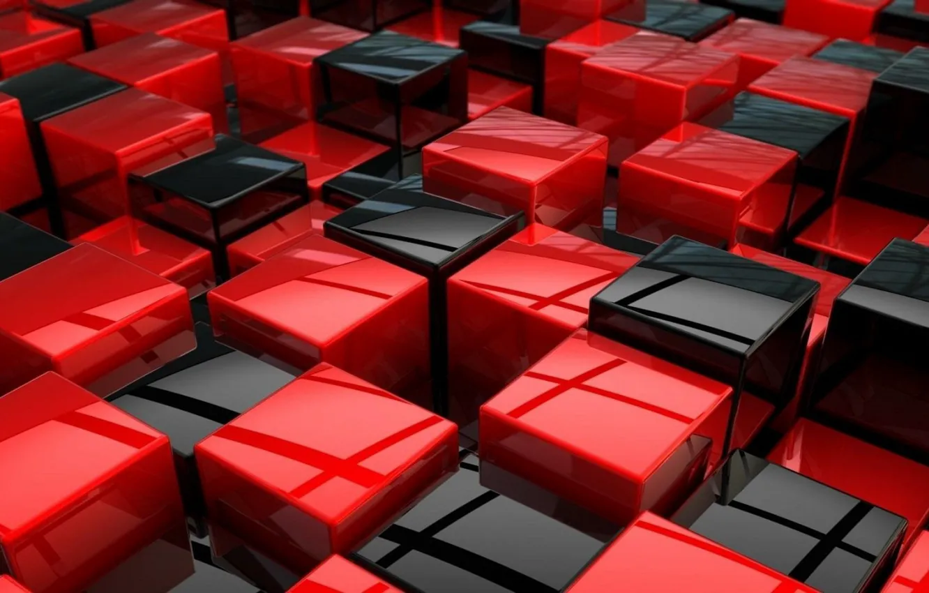 Photo wallpaper red, cubes, black, texture