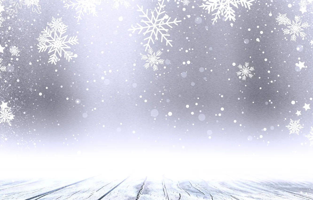 Photo wallpaper winter, snow, snowflakes, background, Board, Christmas, wood, winter