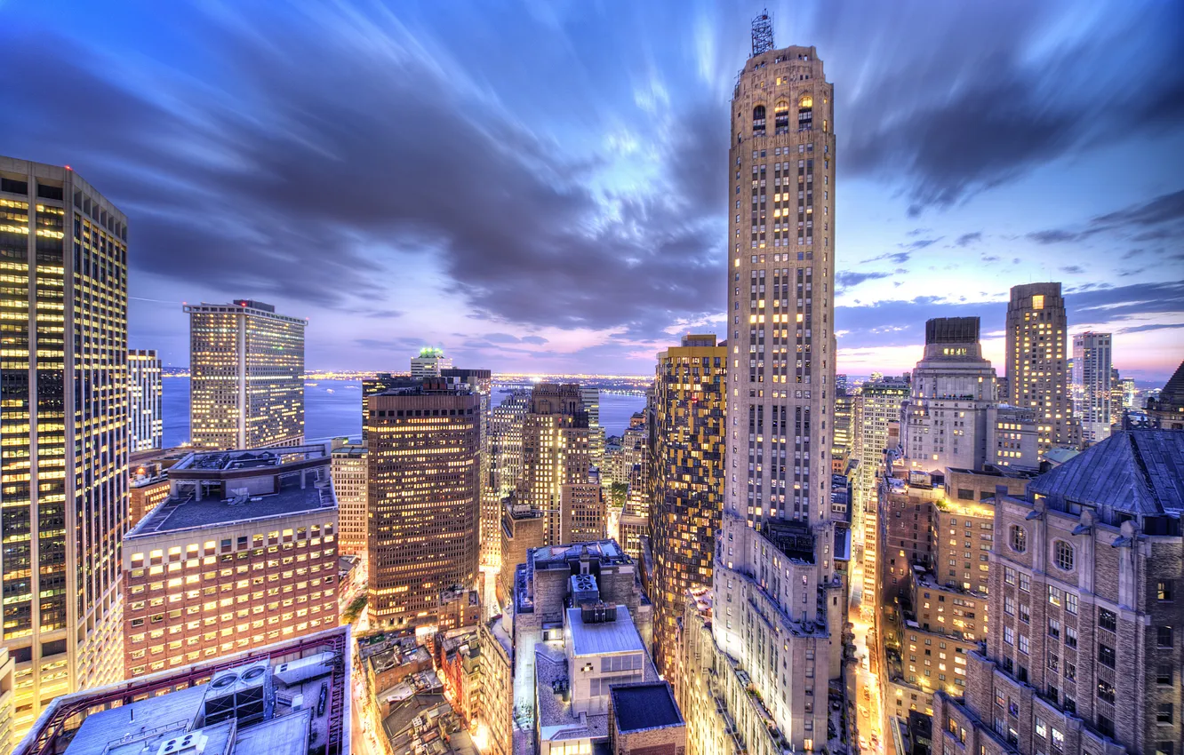 Photo wallpaper roof, light, home, New York, skyscrapers, USA, Manhattan, Manhattan