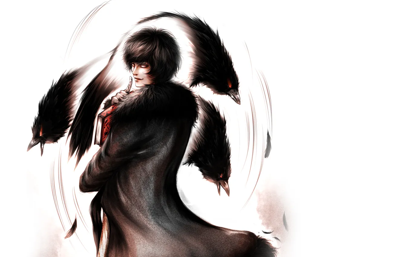 Photo wallpaper crows, book, guy