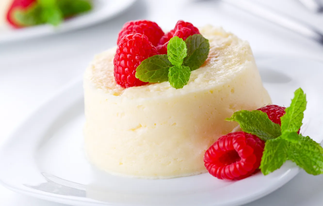 Photo wallpaper green, plate, sweets, dessert