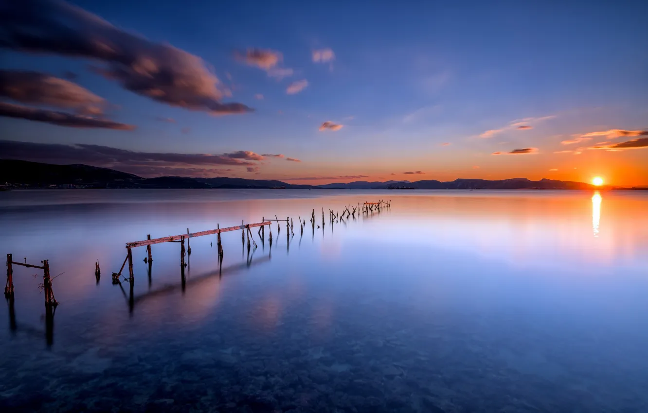 Photo wallpaper sea, sunset, Greece, Greece, Eleusinian Gulf, Elefsina Bay