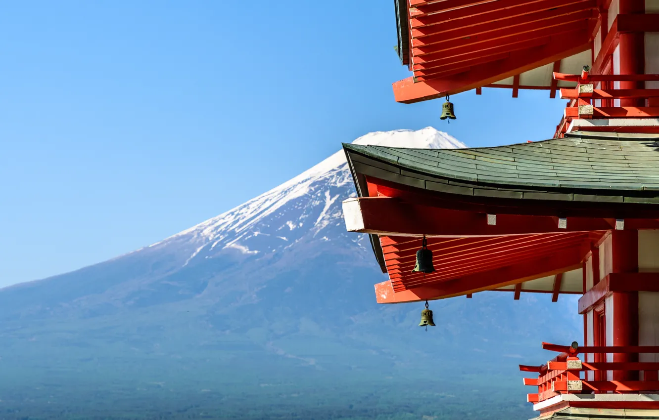 Photo wallpaper Japan, Mountain, Pagoda, Fuji, Park, Landscape, Aromarama