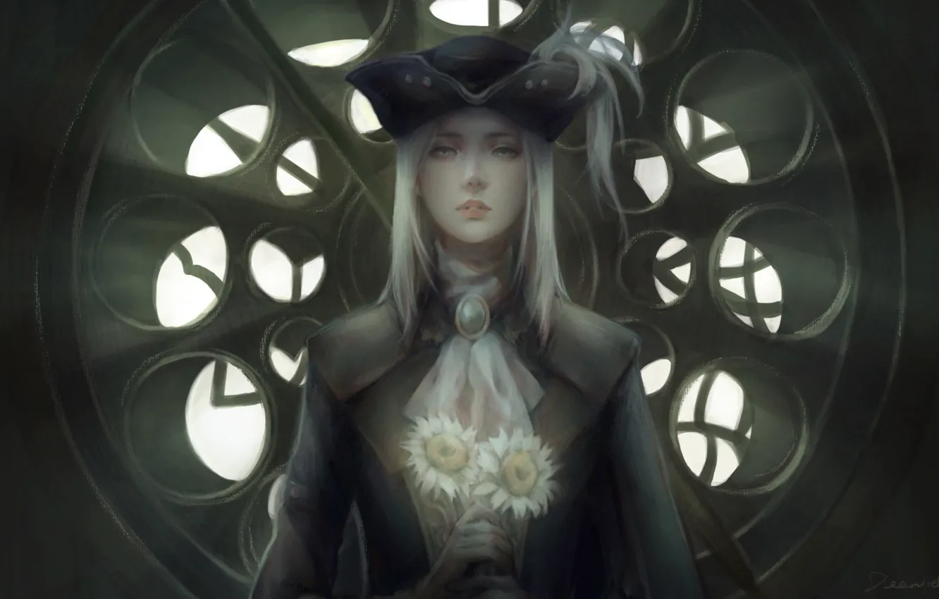 Photo wallpaper girl, flowers, Dry, bloodborne, Lady Maria