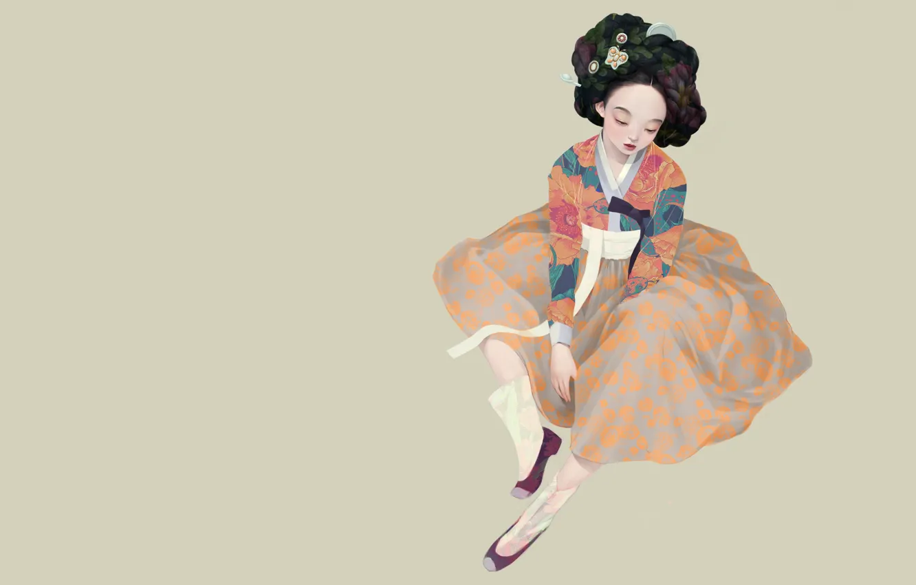 Photo wallpaper art, geisha, Korean geisha, Siwo Believes Kim