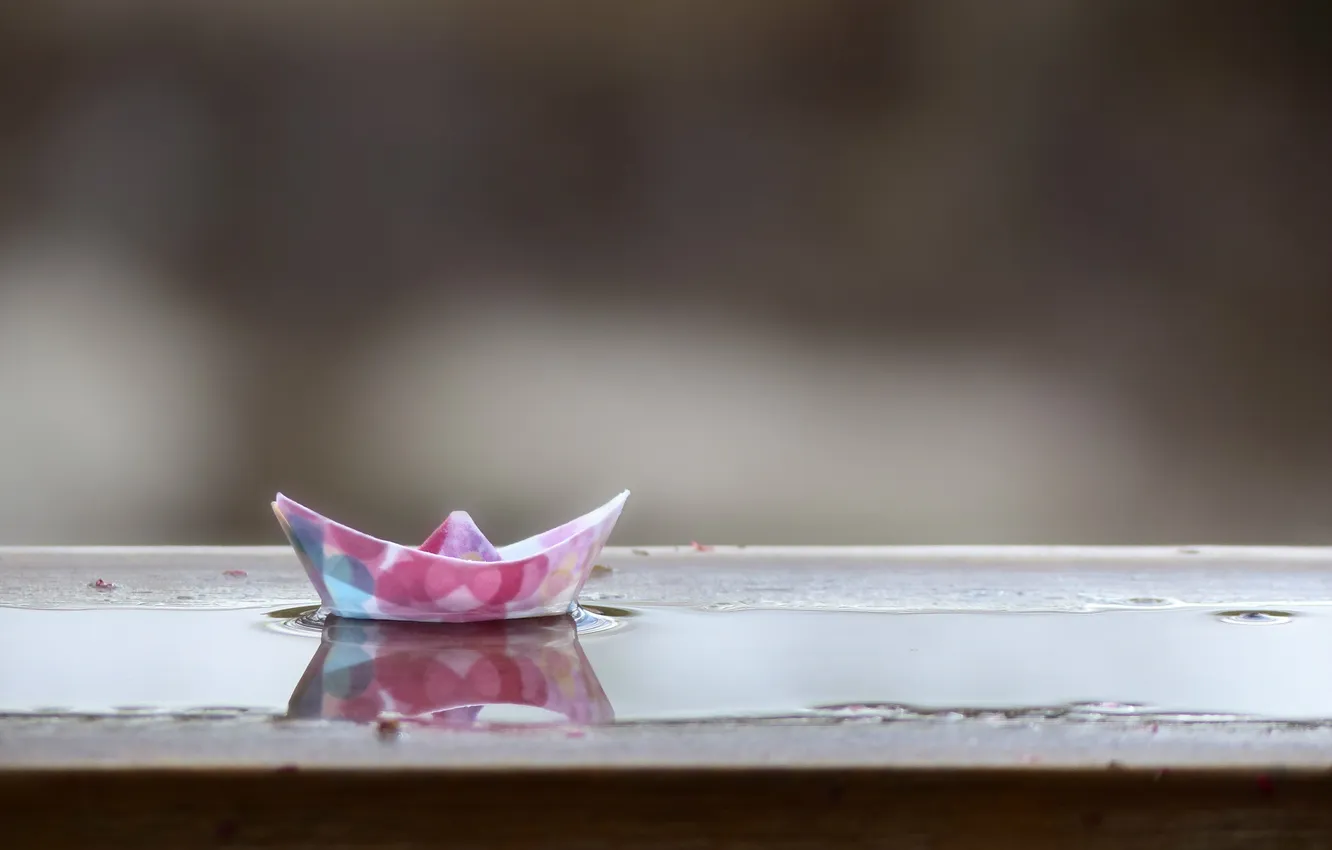Photo wallpaper macro, boat, origami