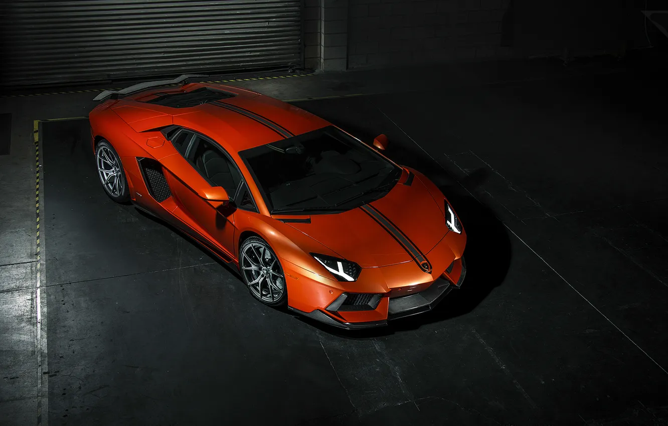 Photo wallpaper Lamborghini, Front, Lamborghini, Vorsteiner, orange, LP700-4, Aventador, right