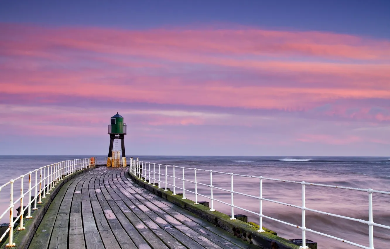 Photo wallpaper sea, landscape, bridge, lighthouse