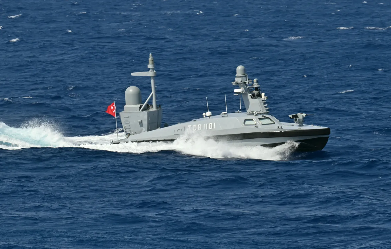 Photo wallpaper exercises, Turkish Navy, unmanned boat