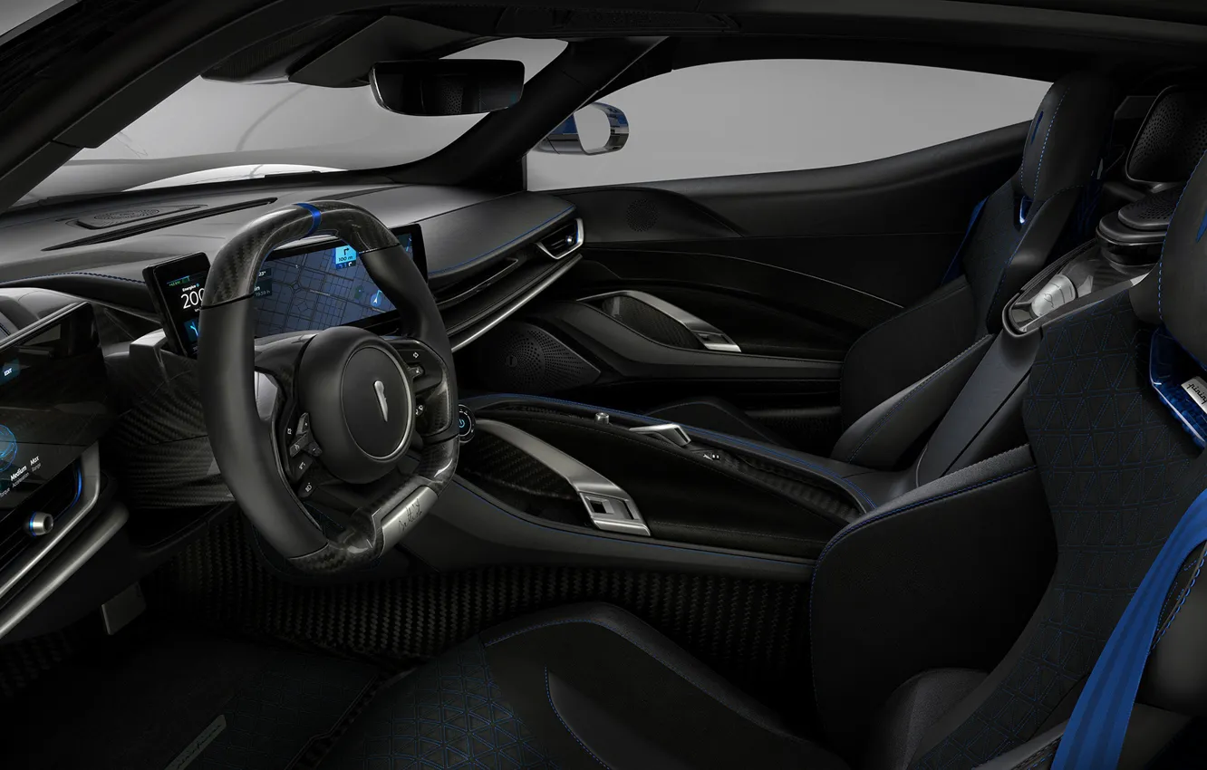 Photo wallpaper the wheel, display, design, interior, Pininfarina, technology, car interior, Baptist Anniversary