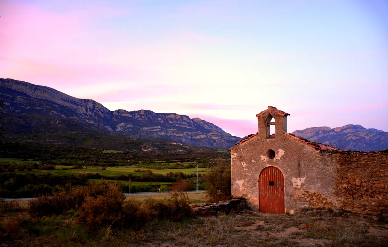Photo wallpaper twilight, sunset, mountains, dusk, Spain, Catalonia, The Régola, Montsec d'ares
