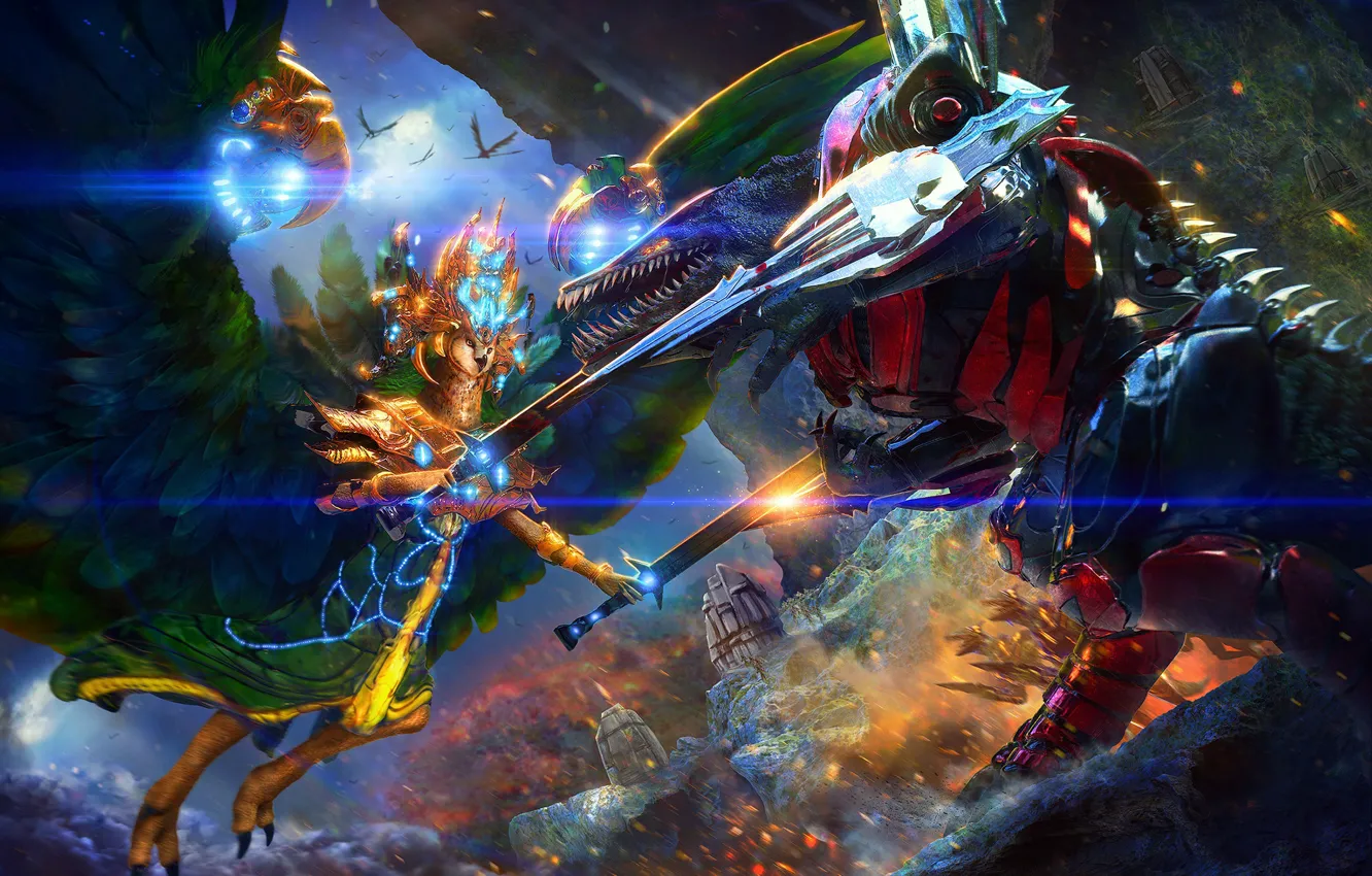 Photo wallpaper being, fight, KING VS COMMANDER