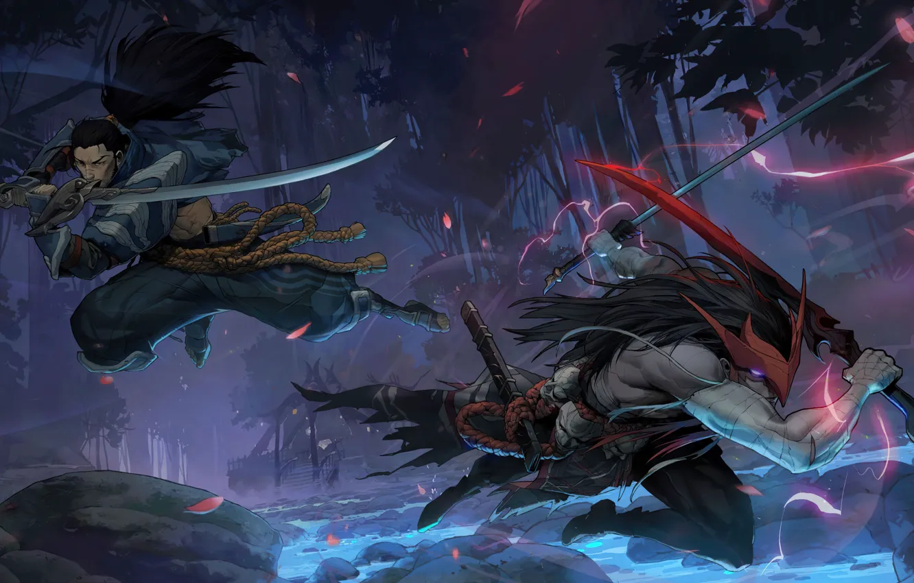 Photo wallpaper fantasy, game, weapon, League of Legends, digital art, fighting, artwork, warrior