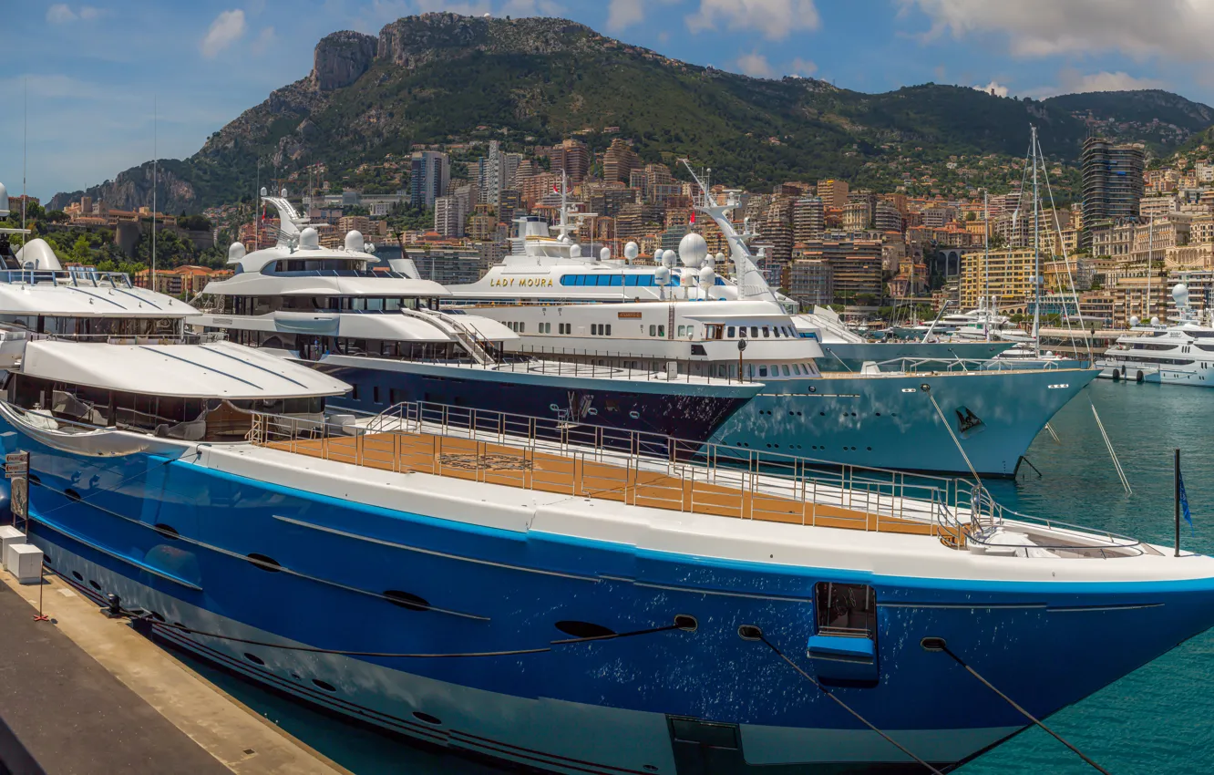 Photo wallpaper yacht, pier, port, Monaco, Monaco, Monte Carlo, Monte-Carlo, port Hercule