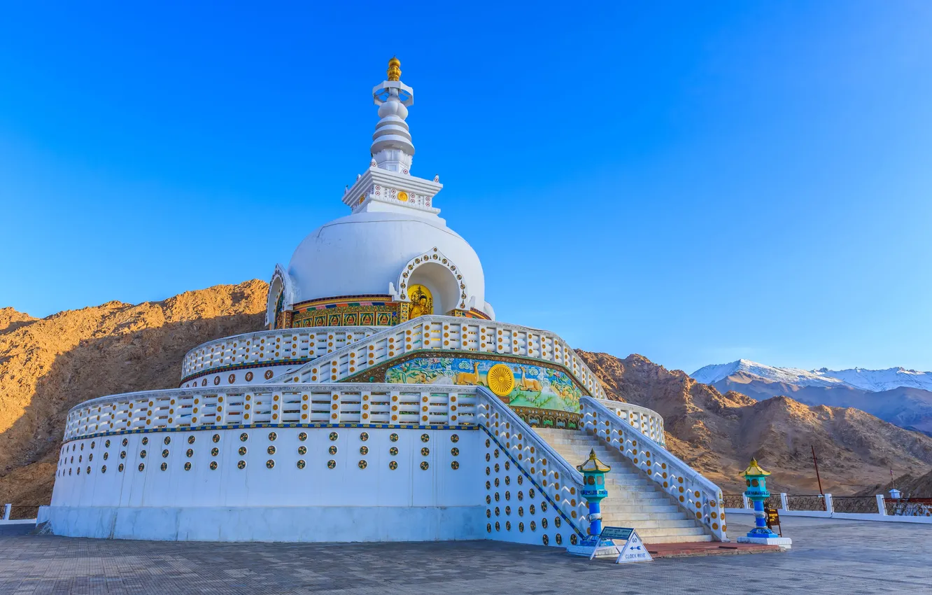 Photo wallpaper sky, tibet, statue, temple, sacred, religion, Shanti, Religious