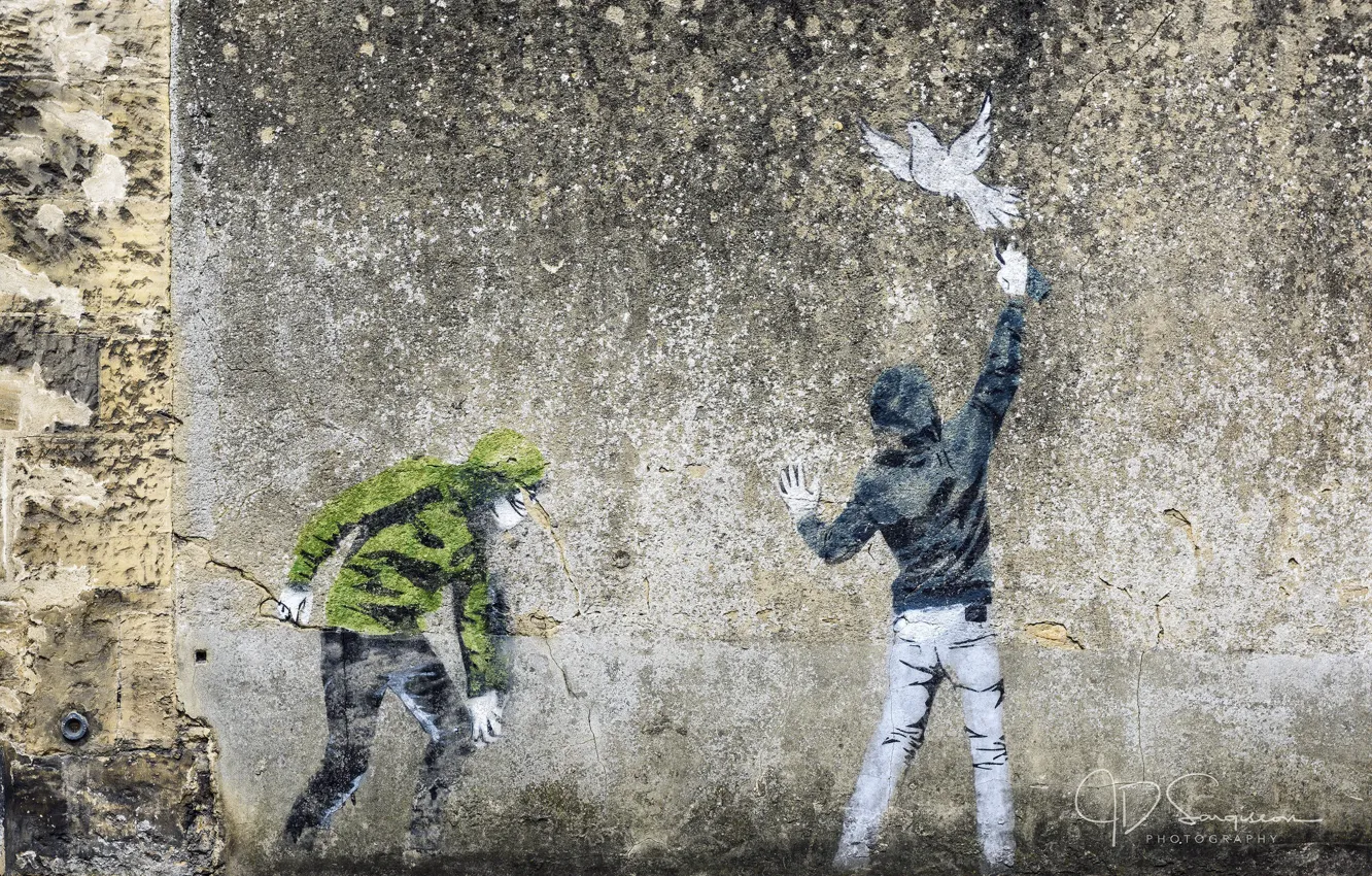 Photo wallpaper wall, graffiti, figure