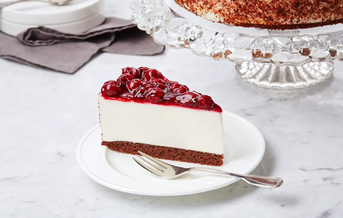 Photo wallpaper cherry, cake, cheesecake