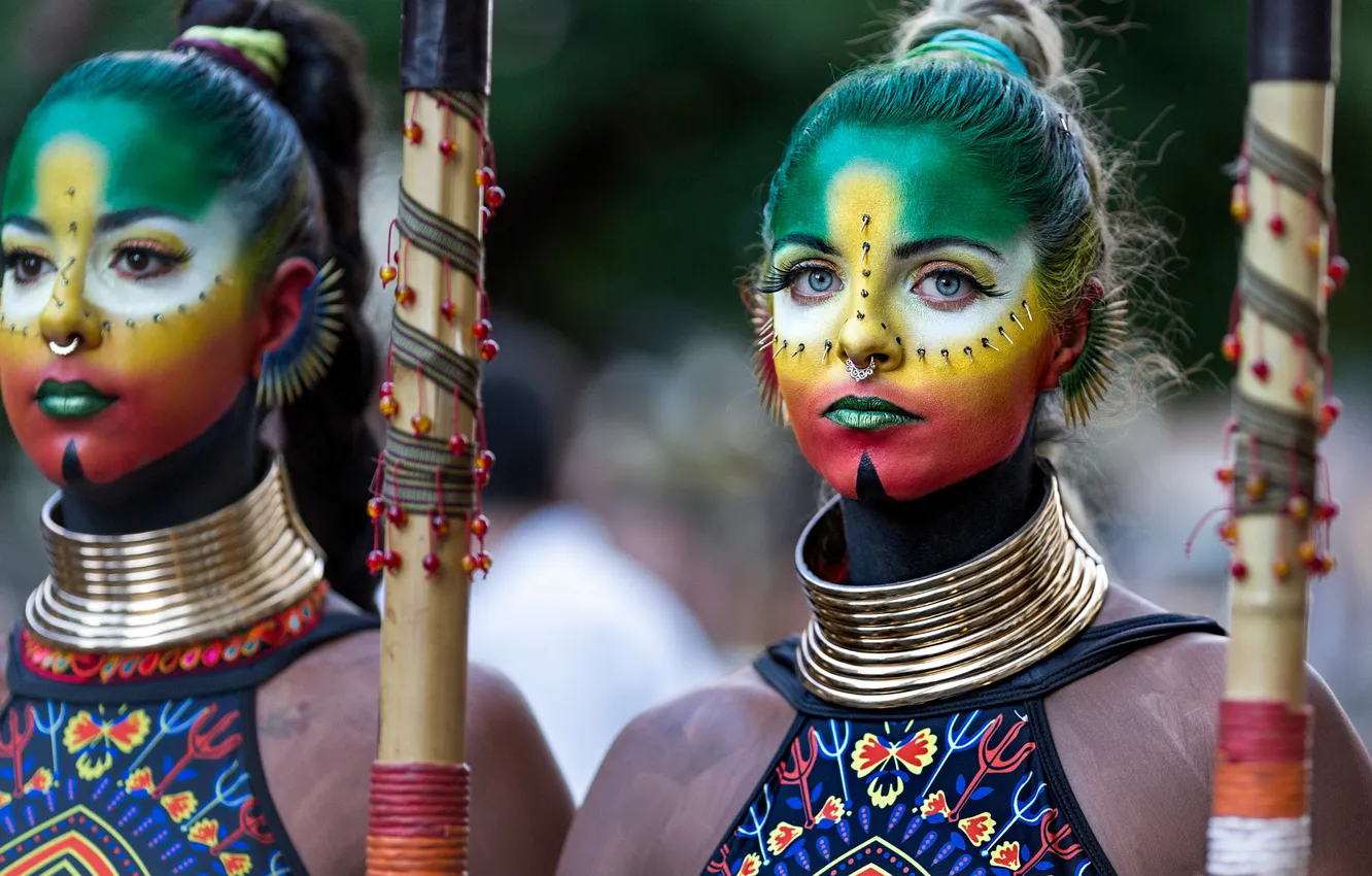 Photo wallpaper look, girl, style, portrait, makeup, costume, outfit, image