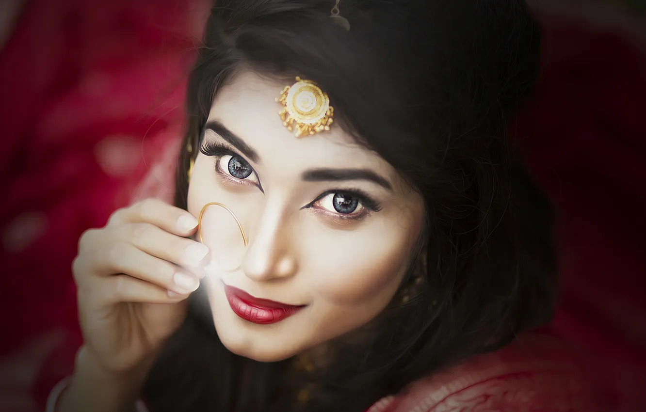 Photo wallpaper eyes, girl, face, background, hair, makeup, lipstick, lips