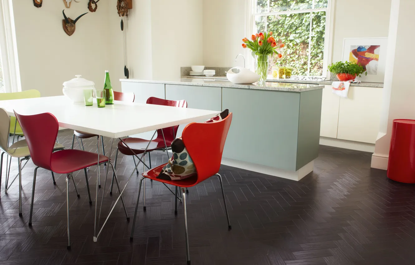 Photo wallpaper design, style, Villa, home, interior, dining room