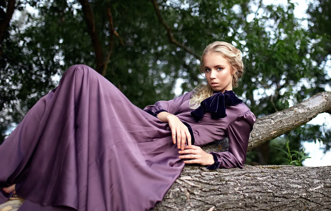 Photo wallpaper look, girl, dress, Ale