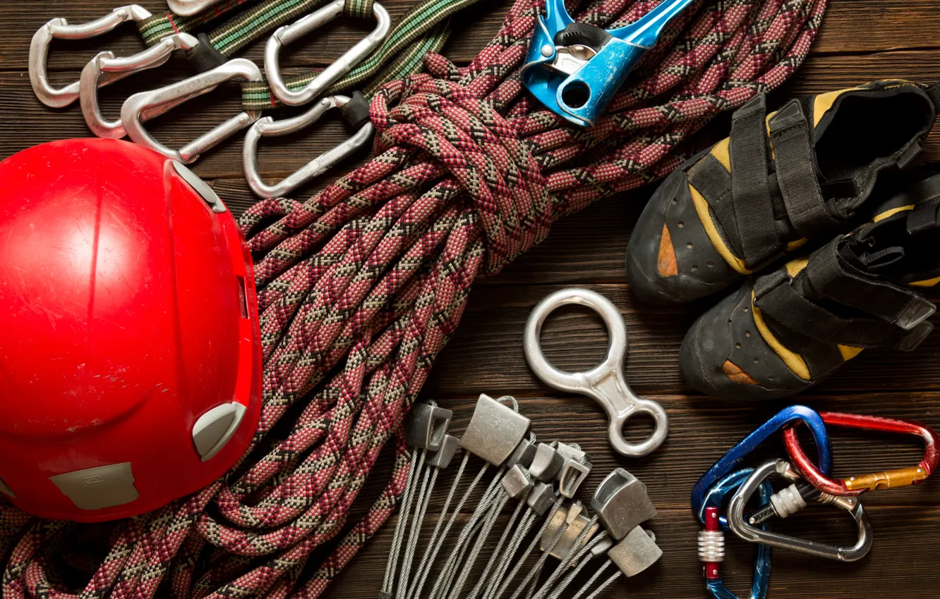 Photo wallpaper helmets, equipment, ropes, mountaineering, harnesses