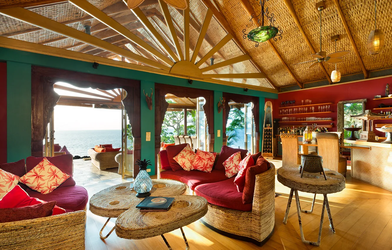 Photo wallpaper pacific ocean, living room, fiji, luxury