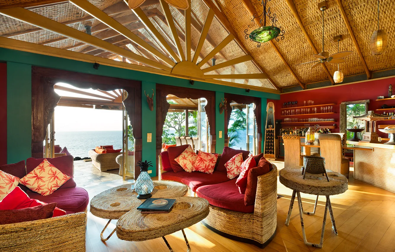 Photo wallpaper Pacific Ocean, living room, fiji, luxury