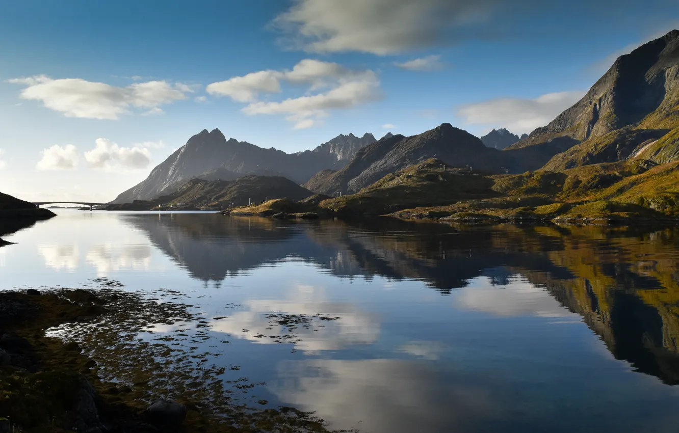 Photo wallpaper the sky, clouds, mountains, Norway, Norway, Lofoten, Kåkeren