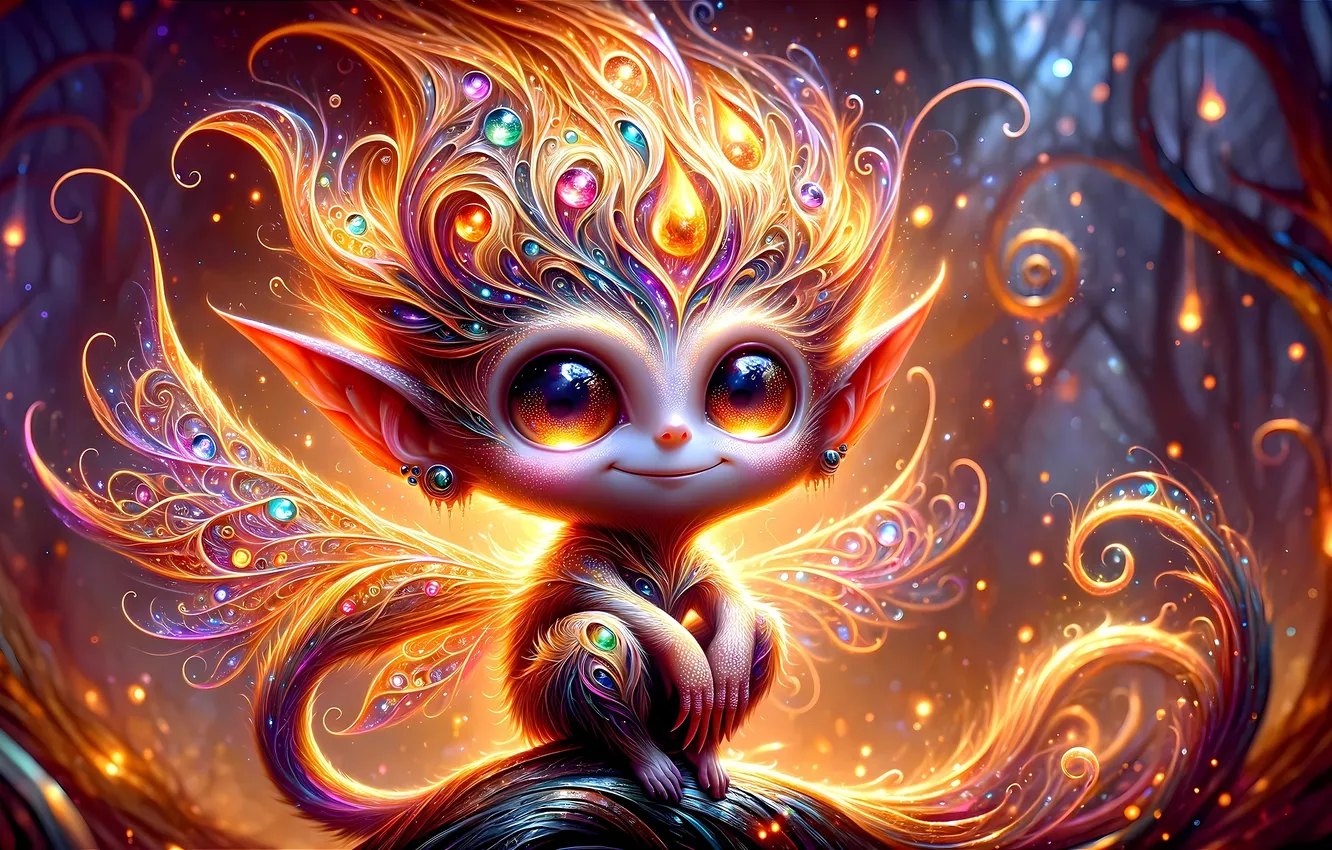 Photo wallpaper fairy, monkey, animal