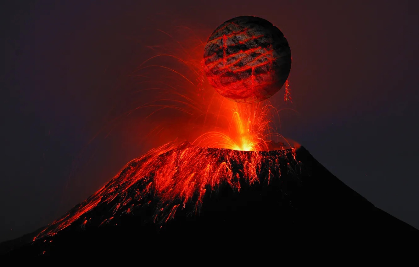 Photo wallpaper fire, Apocalypse, disaster, lava, death, the eruption of the volcano, black planet