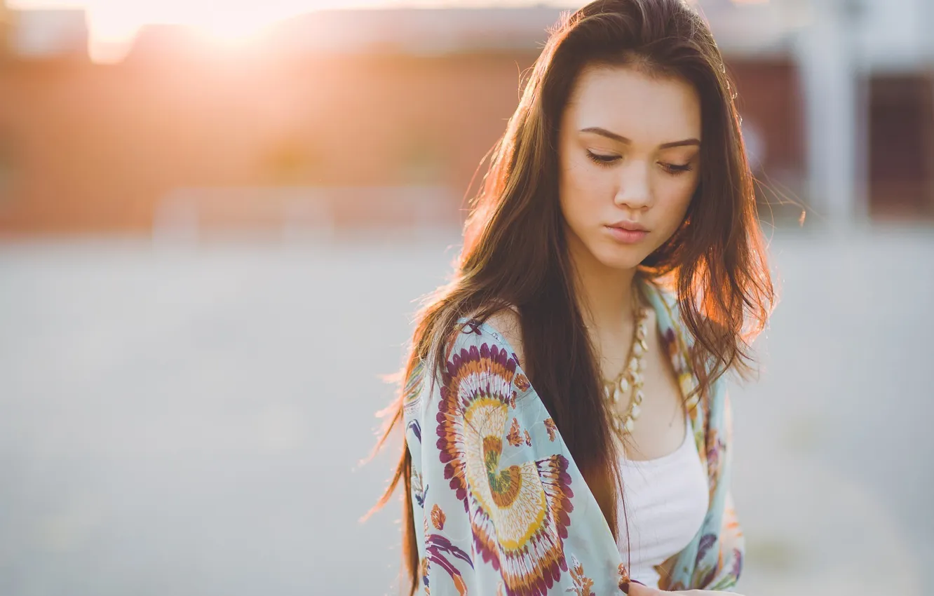 Photo wallpaper girl, portrait, brown hair