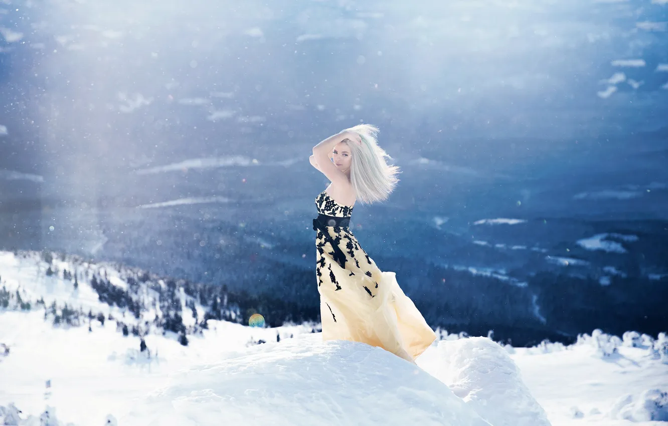 Photo wallpaper winter, girl, nature