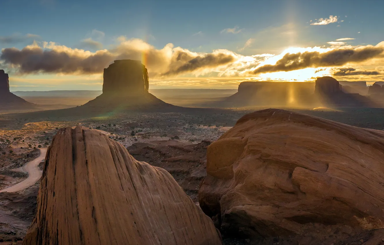 Photo wallpaper landscape, mountains, morning