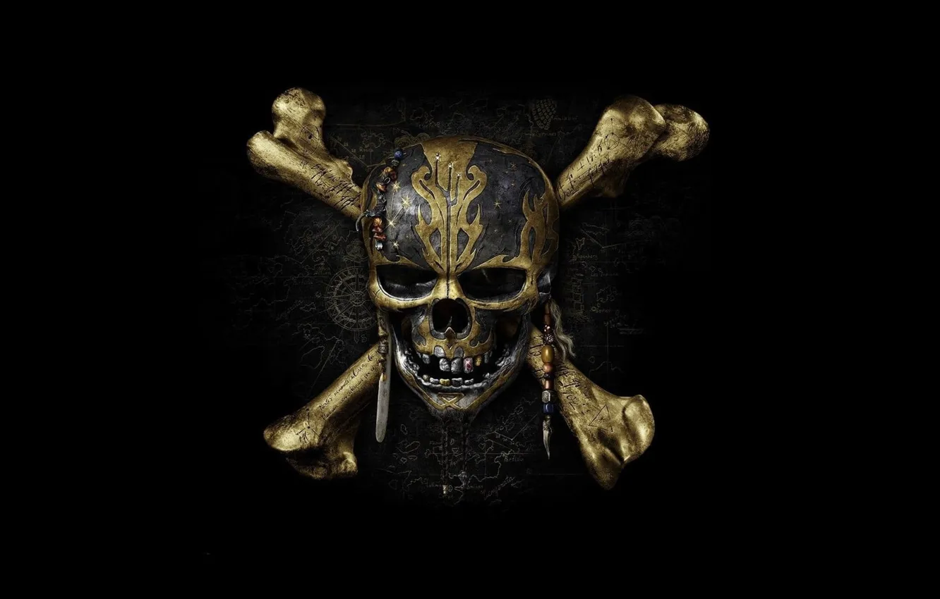 Photo wallpaper decoration, death, skull, sake, black background, Jolly Roger, death, black background